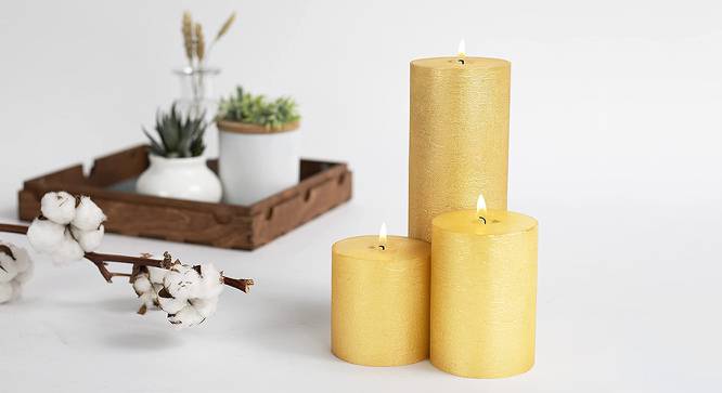 Adalynn Scented Candles - Set Of 3 (Yellow) by Urban Ladder - Front View Design 1 - 625122