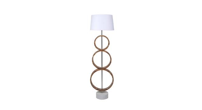 Hannah Grey Iron & Cloth Shade Floor Lamp with Wooden Base (Brown) by Urban Ladder - Design 1 Side View - 625351