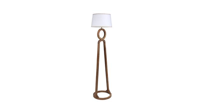 Don White Iron & Cloth Shade Floor Lamp with Wooden Base (Brown) by Urban Ladder - Design 1 Side View - 625353