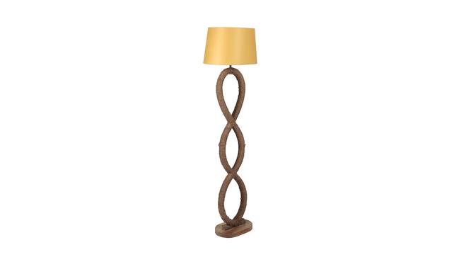 Frasier Beige Iron & Cloth Shade Floor Lamp with Wooden Base (Brown) by Urban Ladder - Design 1 Side View - 625355