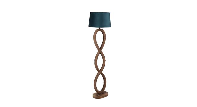 Gil Grey Iron & Cloth Shade Floor Lamp with Wooden Base (Brown) by Urban Ladder - Design 1 Side View - 625356