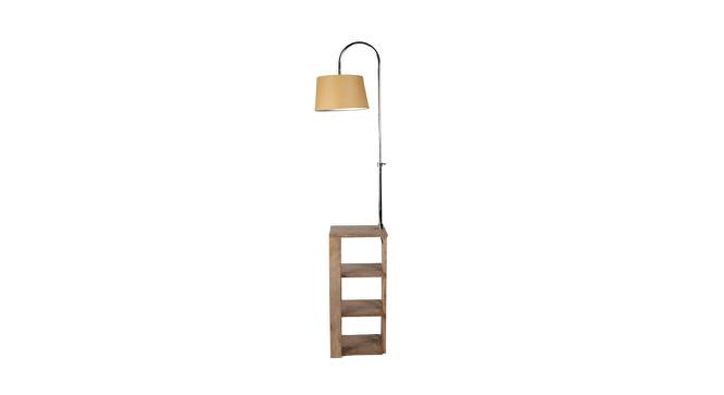 Flint Beige Iron & Cloth Shade Floor Lamp with Wooden Base (Brown) by Urban Ladder - Design 1 Side View - 625364