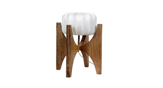 Ginger White Iron & Cloth Shade Table Lamp with Wooden Base (Brown) by Urban Ladder - Design 1 Side View - 625366