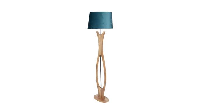 Shade Grey Iron & Cloth Shade Floor Lamp with Wooden Base (Brown) by Urban Ladder - Design 1 Side View - 625371