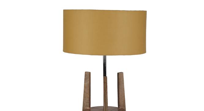 Shale Beige Iron & Cloth Shade Floor Lamp with Wooden Base (Brown) by Urban Ladder - Design 1 Side View - 625372