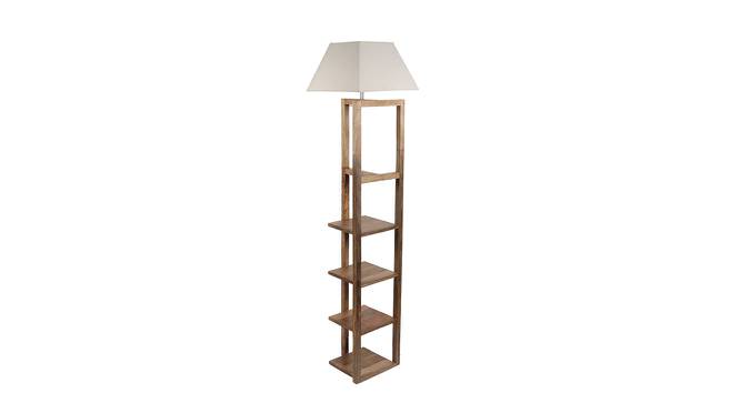 Izzie White Iron & Cloth Shade Floor Lamp with Wooden Base (Brown) by Urban Ladder - Design 1 Side View - 625400