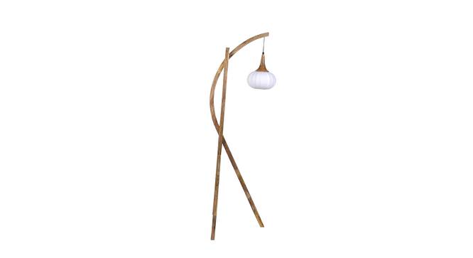 Ezra White Iron & Cloth Shade Floor Lamp with Wooden Base (Brown) by Urban Ladder - Design 1 Side View - 625402