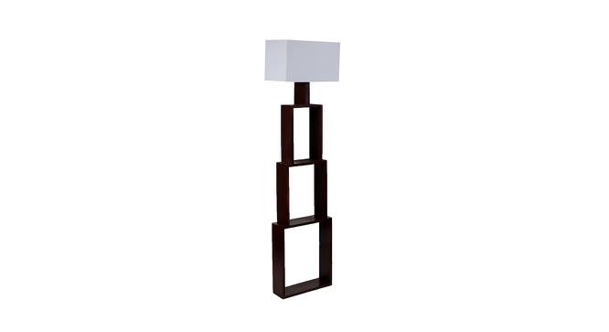Violet White Iron & Cloth Shade Floor Lamp with Wooden Base (Brown) by Urban Ladder - Design 1 Side View - 625414
