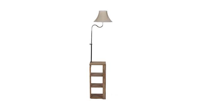 Alie White Iron & Cloth Shade Floor Lamp with Wooden Base (Brown) by Urban Ladder - Design 1 Side View - 625418