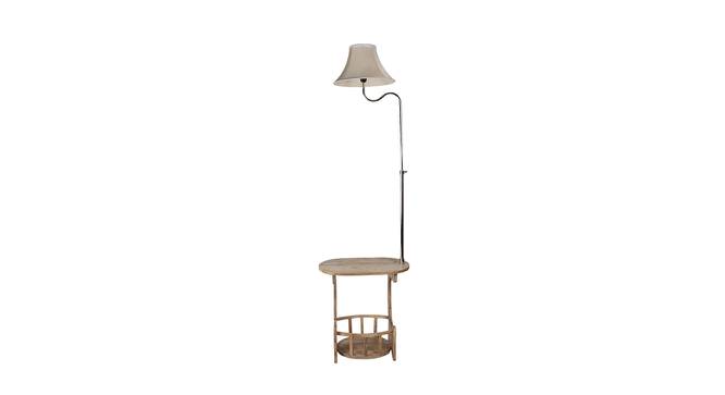 Blossom White Iron & Cloth Shade Floor Lamp with Wooden Base (Brown) by Urban Ladder - Design 1 Side View - 625420