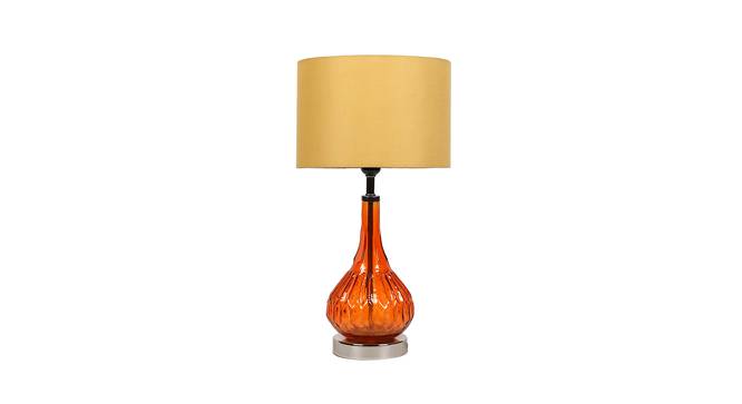 Misty Beige Iron & Cloth Shade Table Lamp with Glass Base (Orange) by Urban Ladder - Design 1 Side View - 625426