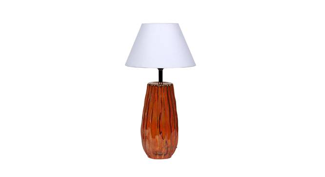 Falcon White Iron & Cloth Shade Table Lamp with Glass Base (Orange) by Urban Ladder - Design 1 Side View - 625428