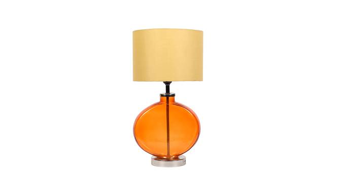 Kale Beige Iron & Cloth Shade Table Lamp with Glass Base (Orange) by Urban Ladder - Design 1 Side View - 625430