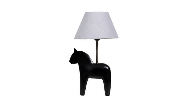 Lilac White Iron & Cloth Shade Table Lamp with Wooden Base (Black) by Urban Ladder - Design 1 Side View - 625431