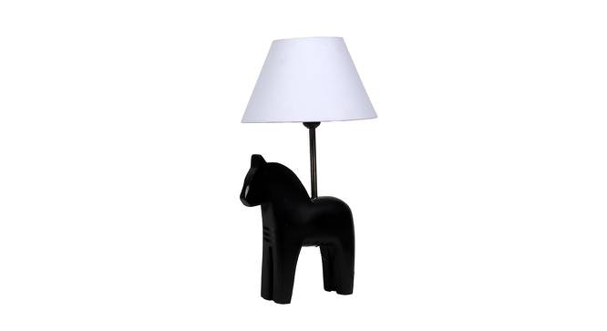 Spring Grey Iron & Cloth Shade Table Lamp with Wooden Base (Black) by Urban Ladder - Design 1 Side View - 625432