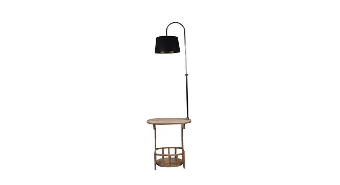 Tierra Black Iron & Cloth Shade Floor Lamp with Wooden Base (Brown) by Urban Ladder - Design 1 Side View - 625433