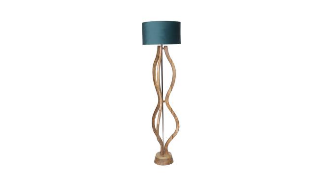 Fawn White Iron & Cloth Shade Floor Lamp with Wooden Base (Brown) by Urban Ladder - Design 1 Side View - 625436