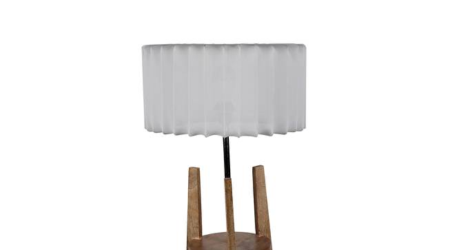 Tempest White Iron & Cloth Shade Floor Lamp with Wooden Base (Brown) by Urban Ladder - Design 1 Side View - 625440