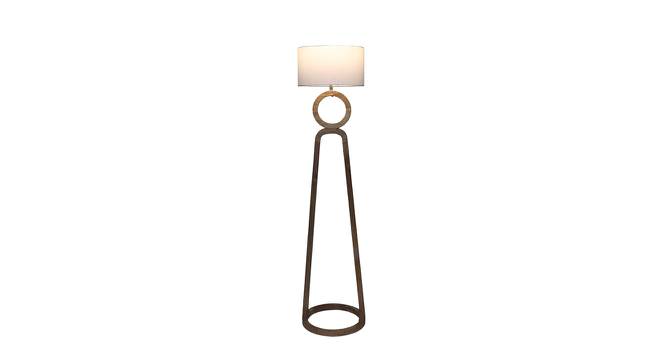 Dixon White Iron & Cloth Shade Floor Lamp with Wooden Base (Brown) by Urban Ladder - Front View Design 1 - 625453