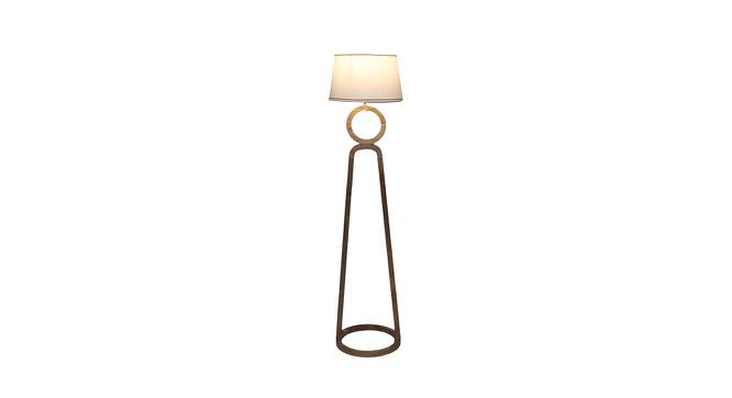Don White Iron & Cloth Shade Floor Lamp with Wooden Base (Brown) by Urban Ladder - Front View Design 1 - 625454