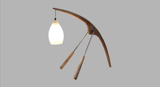 Brook Clear Iron & Cloth Shade Table Lamp with Wooden Base (Brown) by Urban Ladder - Front View Design 1 - 625459
