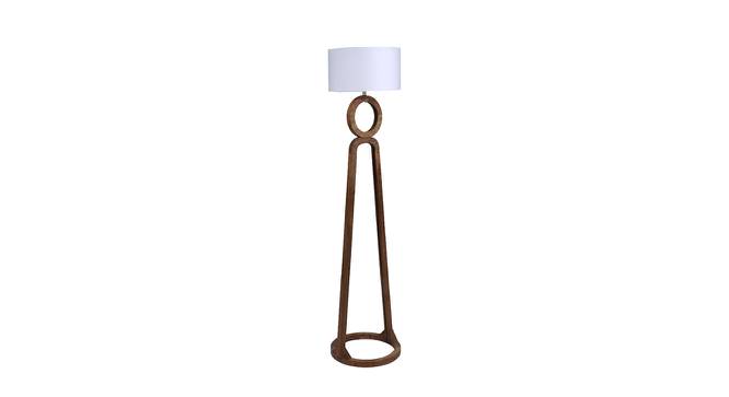 Dixon White Iron & Cloth Shade Floor Lamp with Wooden Base (Brown) by Urban Ladder - Design 1 Side View - 625469