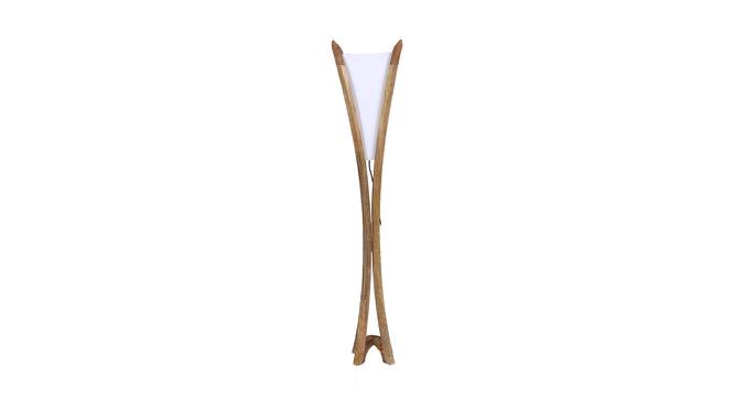 Landry White Iron & Cloth Shade Floor Lamp with Wooden Base (Brown) by Urban Ladder - Design 1 Side View - 625472