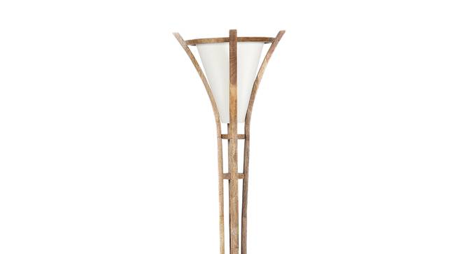 Rick White Iron & Cloth Shade Floor Lamp with Wooden Base (Brown) by Urban Ladder - Design 1 Side View - 625474