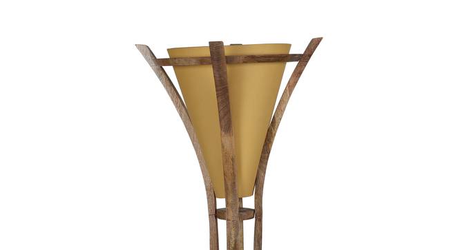 Rupert Beige Iron & Cloth Shade Floor Lamp with Wooden Base (Brown) by Urban Ladder - Design 1 Side View - 625475