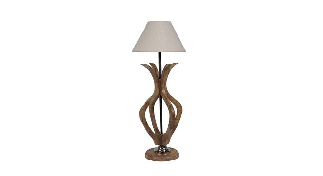 Arbor White Iron & Cloth Shade Table Lamp with Wooden Base (Brown) by Urban Ladder - Design 1 Side View - 625482