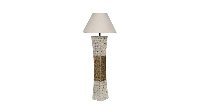 Dove White Iron & Cloth Shade Table Lamp with Wooden Base (White) by Urban Ladder - Design 1 Side View - 625484