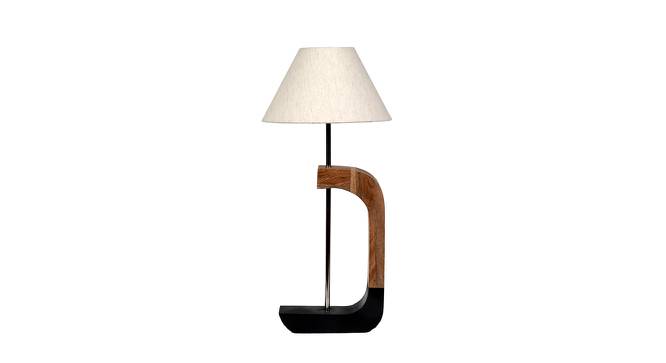 Cliff White Iron & Cloth Shade Table Lamp with Wooden Base (Brown) by Urban Ladder - Design 1 Side View - 625486