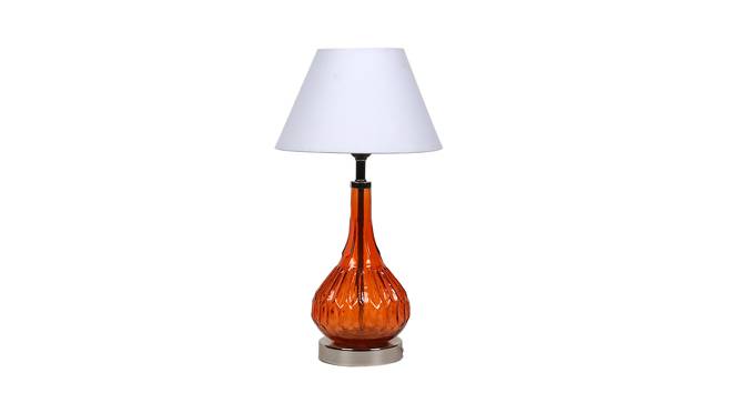Lynx White Iron & Cloth Shade Table Lamp with Glass Base (Orange) by Urban Ladder - Design 1 Side View - 625487