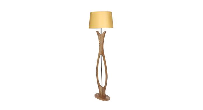 Anemone White Iron & Cloth Shade Floor Lamp with Wooden Base (Brown) by Urban Ladder - Design 1 Side View - 625490
