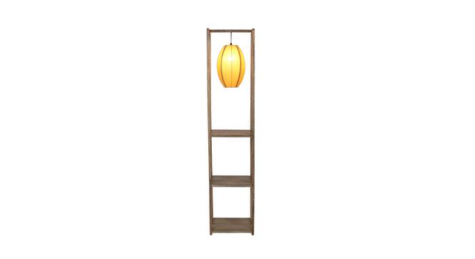 Grace Beige Iron & Cloth Shade Floor Lamp with Wooden Base (Brown) by Urban Ladder - Front View Design 1 - 625499