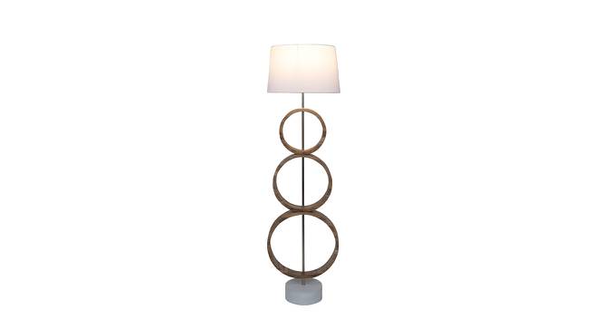 Hannah Grey Iron & Cloth Shade Floor Lamp with Wooden Base (Brown) by Urban Ladder - Front View Design 1 - 625500