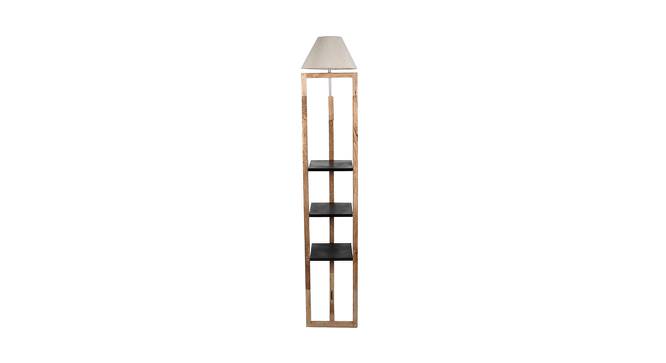 Joan White Iron & Cloth Shade Floor Lamp with Wooden Base (Brown) by Urban Ladder - Front View Design 1 - 625501