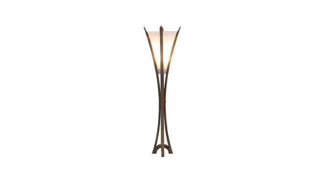 Landry White Iron & Cloth Shade Floor Lamp with Wooden Base (Brown) by Urban Ladder - Front View Design 1 - 625508