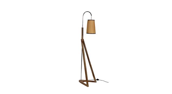 Opie Beige Iron & Cloth Shade Floor Lamp with Wooden Base (Brown) by Urban Ladder - Front View Design 1 - 625509