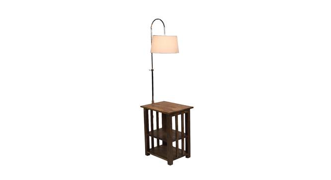 Shane White Iron & Cloth Shade Floor Lamp with Wooden Base (Brown) by Urban Ladder - Front View Design 1 - 625512