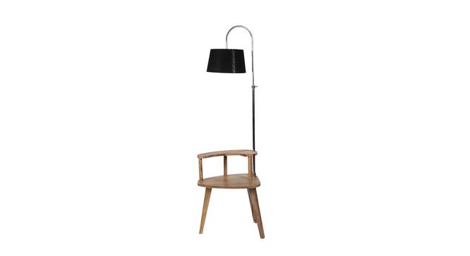 Tyra Black Iron & Cloth Shade Floor Lamp with Wooden Base (Brown) by Urban Ladder - Front View Design 1 - 625516