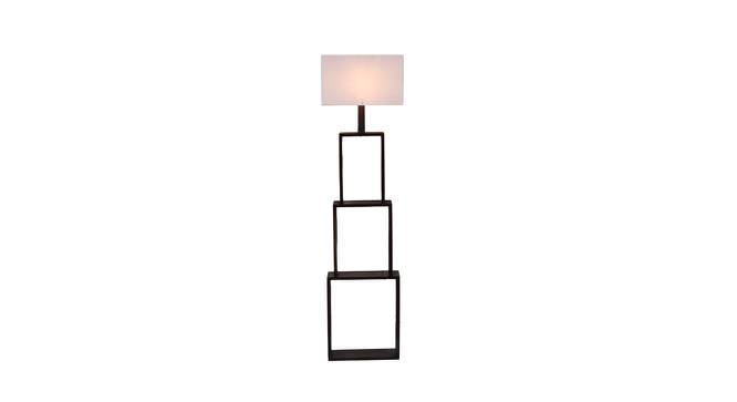 Violet White Iron & Cloth Shade Floor Lamp with Wooden Base (Brown) by Urban Ladder - Front View Design 1 - 625517