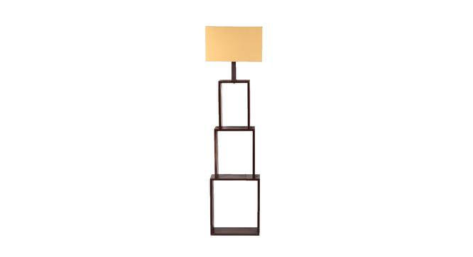 Alexis Beige Iron & Cloth Shade Floor Lamp with Wooden Base (Brown) by Urban Ladder - Front View Design 1 - 625518