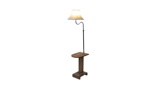 Keoki White Iron & Cloth Shade Floor Lamp with Wooden Base (Brown) by Urban Ladder - Front View Design 1 - 625521