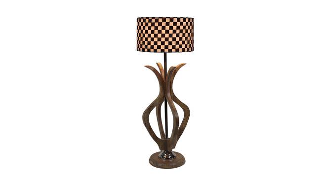 Aster Black Iron & Cloth Shade Table Lamp with Wooden Base (Brown) by Urban Ladder - Front View Design 1 - 625523