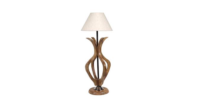 Arbor White Iron & Cloth Shade Table Lamp with Wooden Base (Brown) by Urban Ladder - Front View Design 1 - 625524
