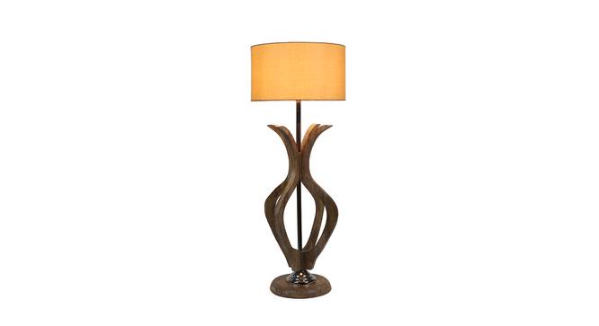 Cloud Beige Iron & Cloth Shade Table Lamp with Wooden Base (Brown) by Urban Ladder - Front View Design 1 - 625525