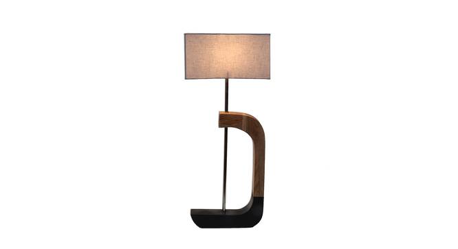 Hawk Grey Iron & Cloth Shade Table Lamp with Wooden Base (Brown) by Urban Ladder - Front View Design 1 - 625526