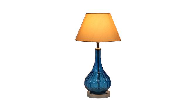 Mica Beige Iron & Cloth Shade Table Lamp with Glass Base (Blue) by Urban Ladder - Front View Design 1 - 625529
