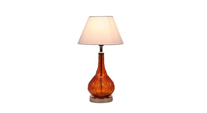 Lynx White Iron & Cloth Shade Table Lamp with Glass Base (Orange) by Urban Ladder - Front View Design 1 - 625532